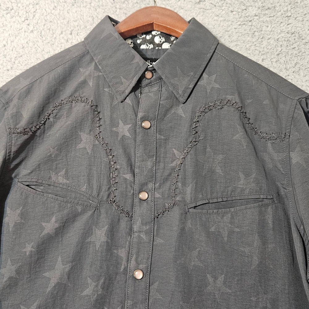 Rock Roll N Soul Shirt Mens Small Black Pearl Snap Long Sleeve Western Stars NWT